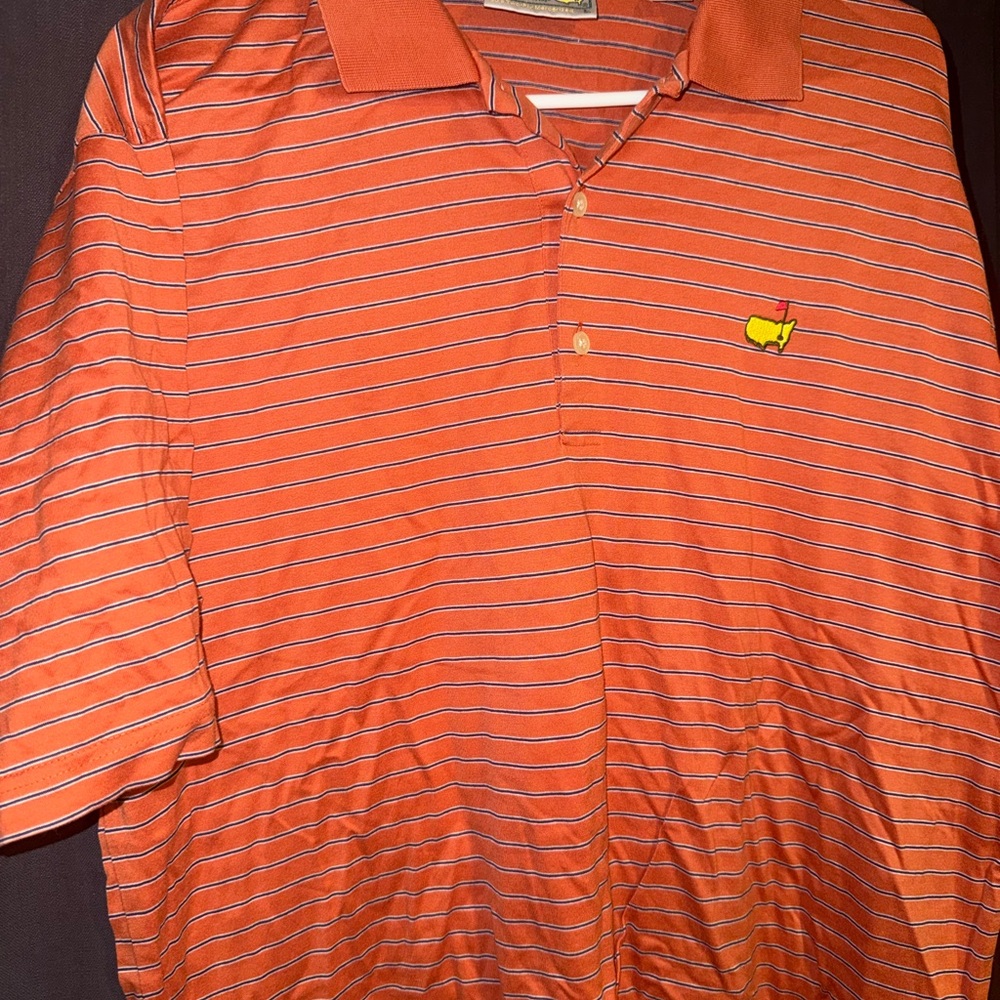 Men's Orange Golf Masters Striped Polo Shirt